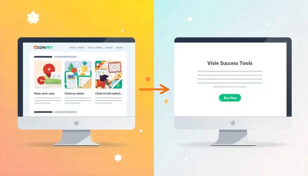 Comparison of poor UI design versus conversion-focused UI design by a freelance UI designer