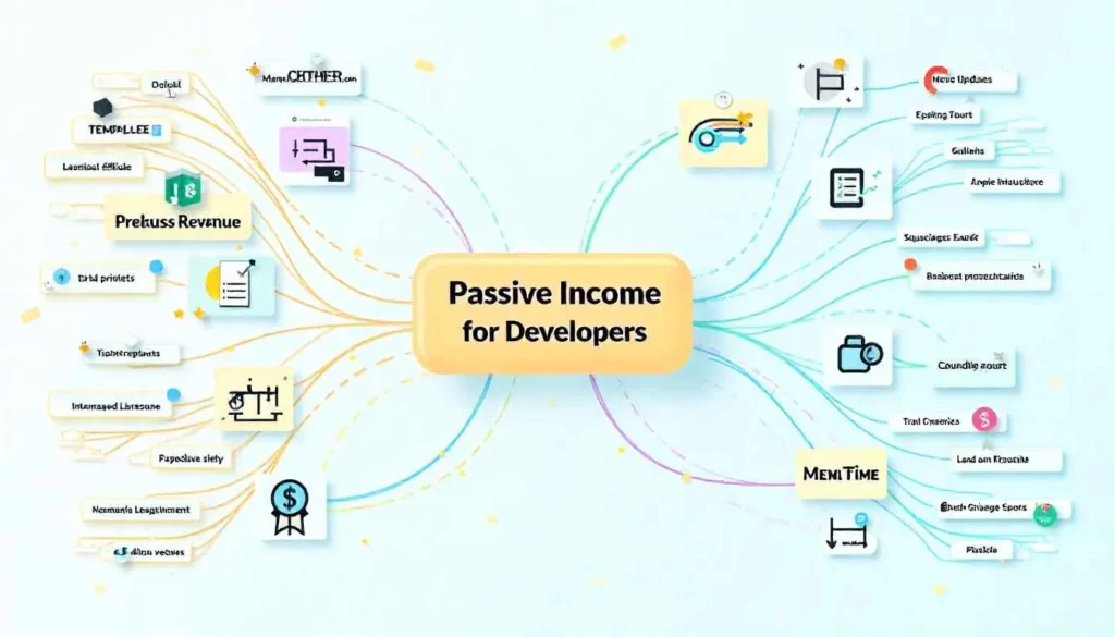 Mind map of passive income ideas for web developers