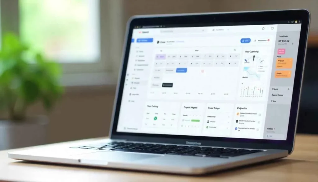 A unified productivity dashboard for a freelancer showing time blocks and tasks