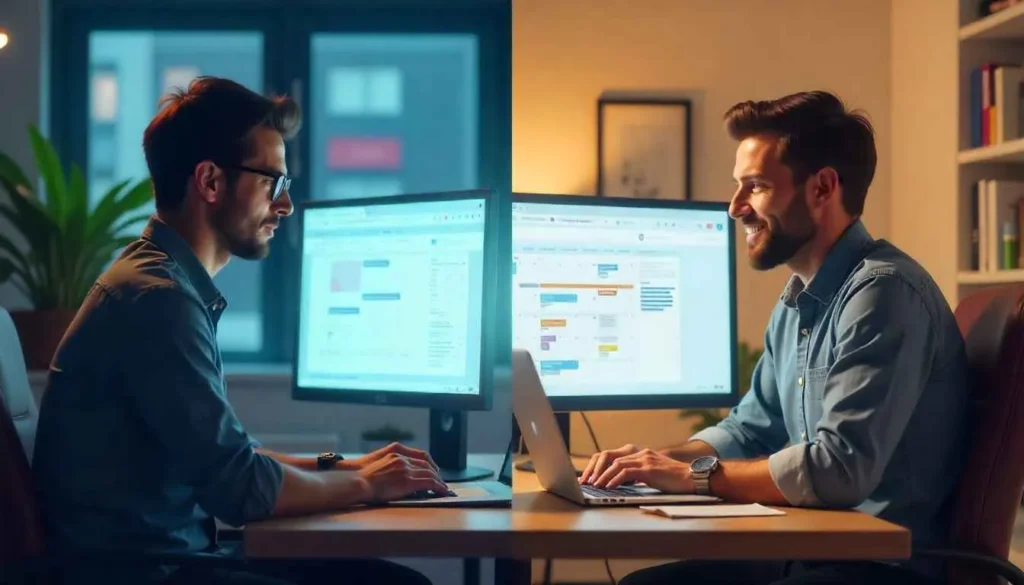 Contrast between a struggling freelancer and one with a full pipeline of work