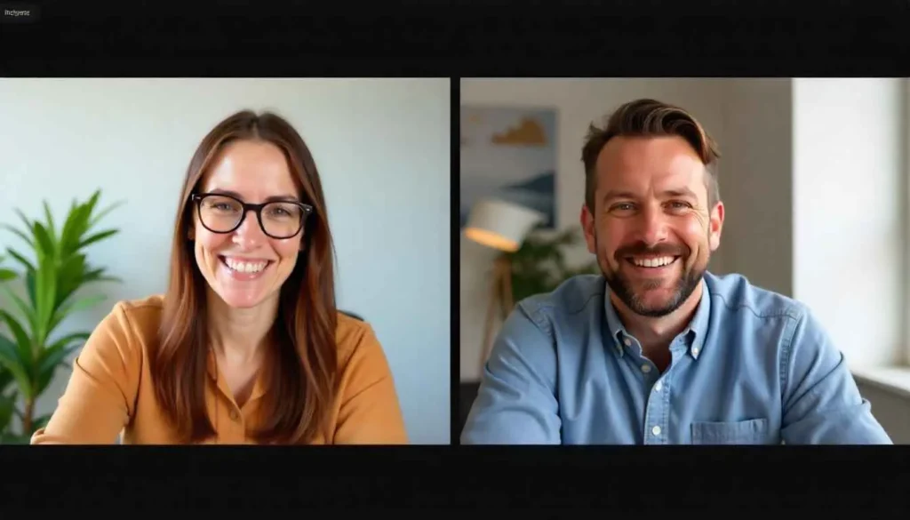 freelance web developer talking to client online