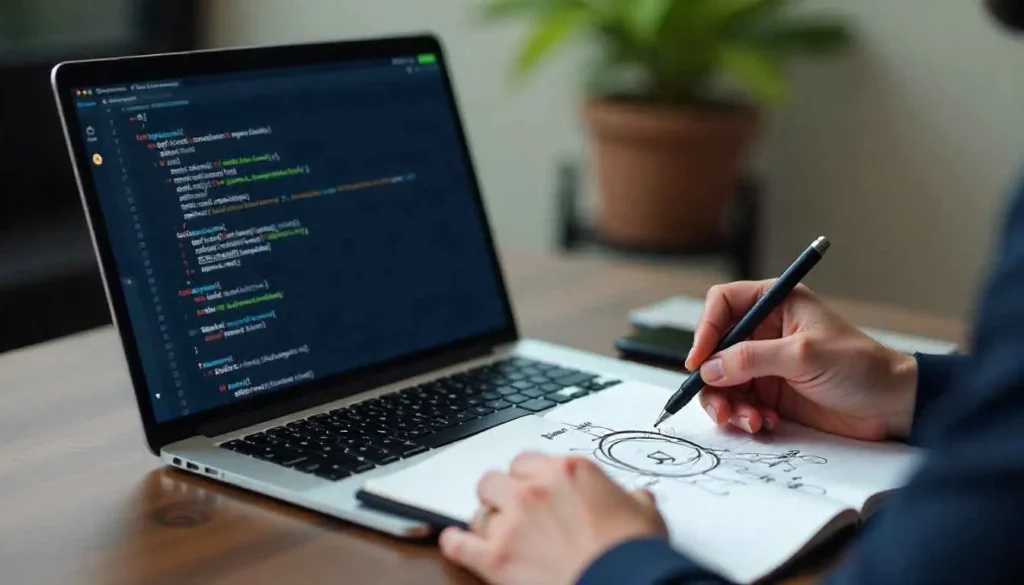 Freelancer using AI for coding while planning strategy manually