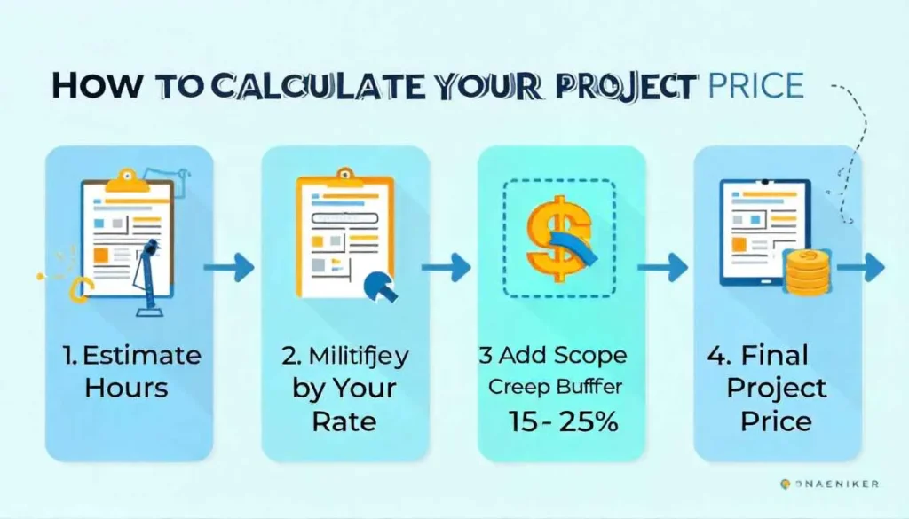 Flowchart for calculating a fixed project price for freelancers