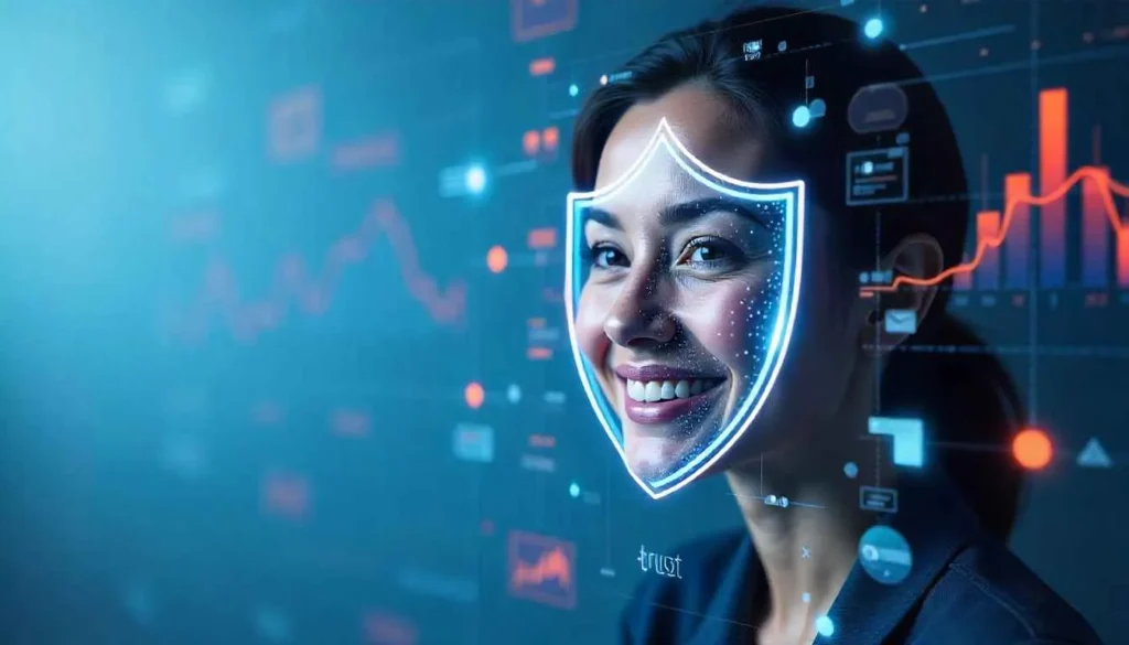 Abstract visual of trust and security in UI/UX design.