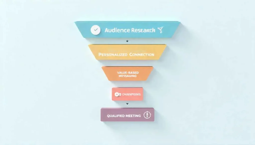 Infographic of the LinkedIn outreach service funnel.