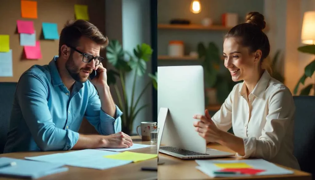 The contrast between working without and with a contract freelance agreement.