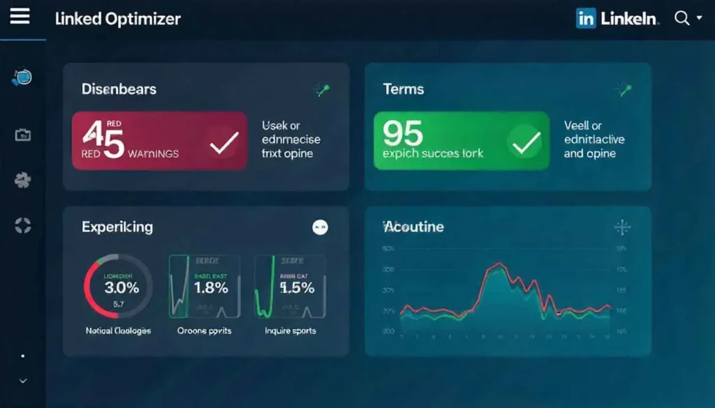 Dashboard of a LinkedIn optimizer tool showing a before and after score.